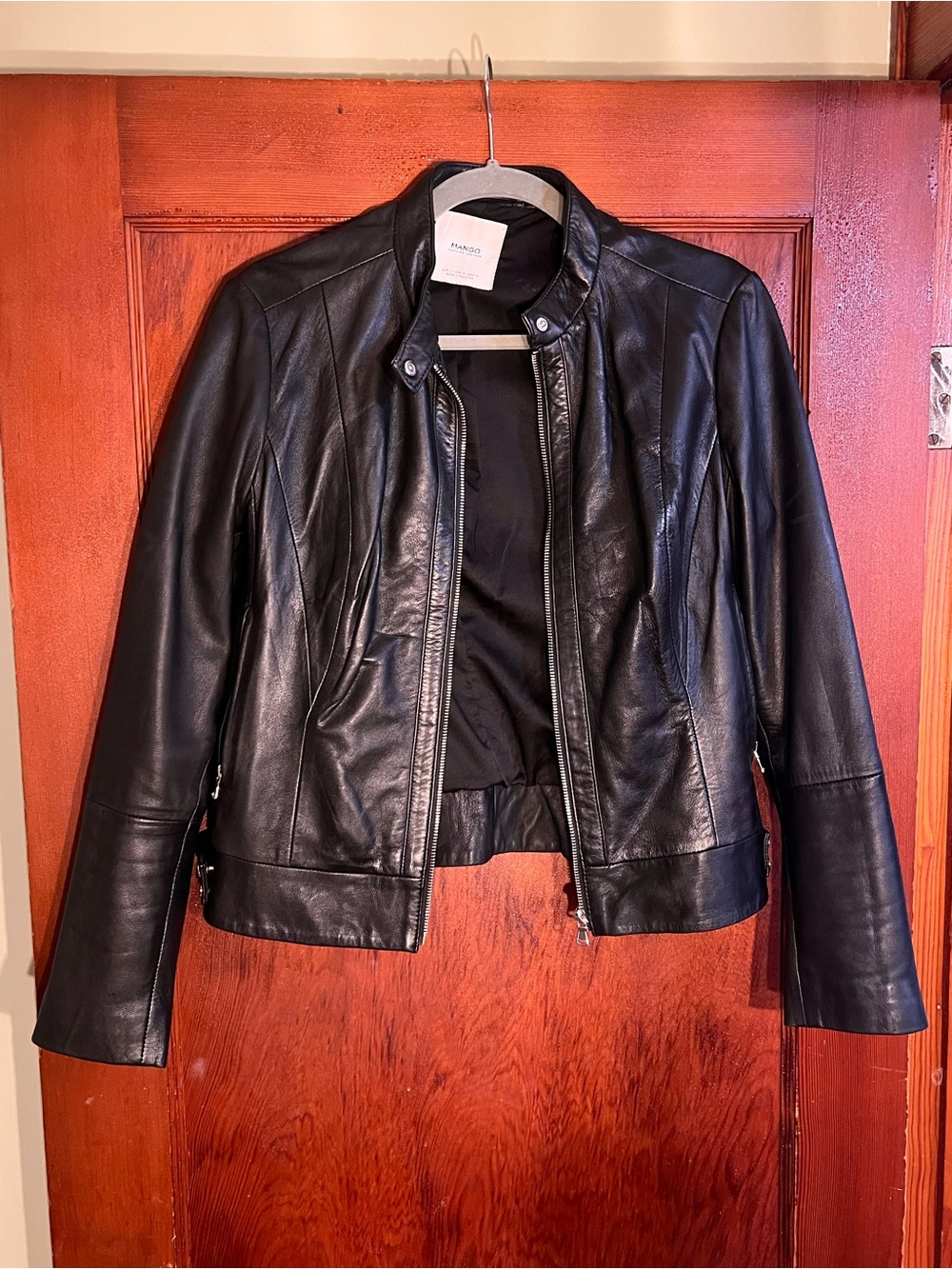 Mango Women’s Black Leather Jacket